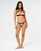 Rip Curl Women's Surf Stripe Cheeky Bikini Bottom Black front view