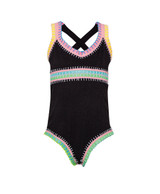 PQ Swim Girls' Sadie Embroidered One-Piece Swimsuit Black