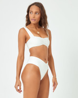 LSpace Women's Off Grid Bardot Bikini Bottom in Cream front view