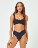 LSpace Women's Off Grid Bardot Bikini Bottom in Black back view
