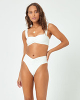 LSpace Women's Off Grid Bardot Bikini Bottom in Cream detail view