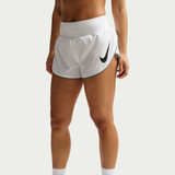 Nike Women's Tempo Flow Mid Rise Shorts in White flat lay