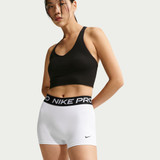 Nike Women's Pro 365 3" Shorts in White/Black front view