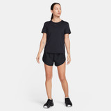Nike Women's One Fitted Dri-FIT Short Sleeve Top in Black back view