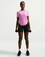 Nike Women's One Fitted Dri-FIT Short Sleeve Top in Light Magenta White front view