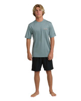 Billabong Men's Heritage Loose Fit Short Sleeve Shirt Sea Blue front view