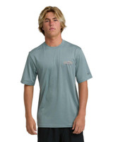 The Billabong Men's Heritage Loose Fit Short Sleeve Shirt in Sea Blue