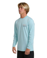 Billabong Men's Runner Loose Fit Long Sleeve Shirt in Blue Heather front view