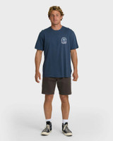 Billabong Men's Portal Premium Short Sleeve T-Shirt Dark Denim flat lay