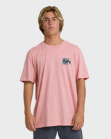 The Billabong Men's Crayon Wave Premium Short Sleeve T-Shirt in Vintage Pink