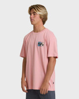 The Billabong Men's Crayon Wave Premium Short Sleeve T-Shirt in Vintage Pink