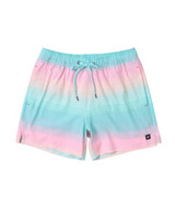 The SAXX Men's Oh Buoy 2N1 5" Volley Shorts in Hazy Stripe-Aqua