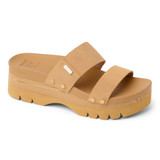 Reef Women's Vista Higher Cleo Platform Sandals in Tan Suede, front view
