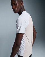 The On Running Men's Performance Tee in White and Silver