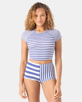 Roxy Women's Stripe Crop Rash Guard back view