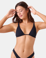 Roxy Women's Haliewa Triangle Bikini Top in Anthracite detail view
