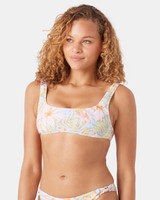 Roxy Women's Tropical Square Neck Bikini Bra in Blue Multi Colorway