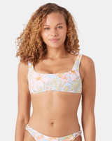 Roxy Women's Tropical Square Neck Bikini Bra in Blue Multi Colorway
