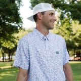Burlebo Men's Performance Button Up Shirt in Old Glory, full view