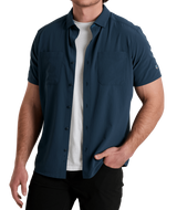 KUHL Men's Edge Short Sleeve Shirt Pirate Blue lifestyle view