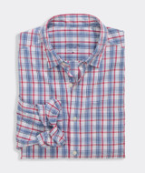 Vineyard Vines Men's Performance Higgs Beach Plaid Sundown Shirt Mariner detail view