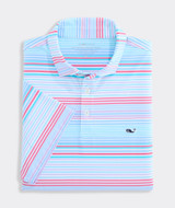 The Vineyard Vines Men's Performance Conch Stripe Sankaty Polo in Touc, Mint, Lilac
