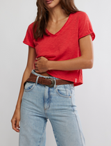 Free People Women's We The Free Take 2 Tee in Racing Red