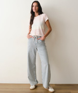 Marine Layer Women's Rainbow Stripe Swing Crew Tee back view