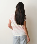 Marine Layer Women's Rainbow Stripe Swing Crew Tee side detail