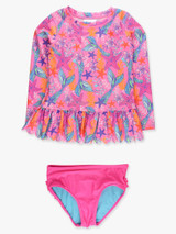 Ruffle Butts Girls' Shimmer Mermaid Rash Guard Set