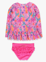 Ruffle Butts Girls' Shimmer Mermaid Rash Guard Set