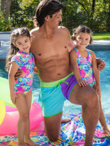 Ruffle Butts Girls' Ocean Coral One-Piece Swimsuit back view