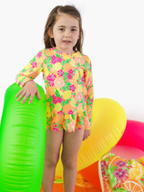 Ruffle Butts Girls' Squeeze The Day Long Sleeve Rash Guard Set front view