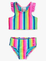 Ruffle Butts Girls' Rainbow Stripe Tankini back view
