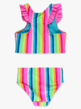 Ruffle Butts Girls' Rainbow Stripe Tankini side view