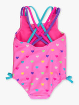 Ruffle Butts Girls' Colorful Heart One-Piece Swimsuit back view