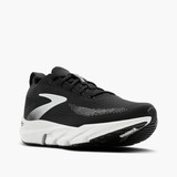 Brooks Women's Glycerin Flex Running Shoes in Black and White angled side view