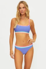 Beach Riot Women's Color Block Val Bikini Top in Sherbert Shores front view