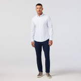 Mizzen+Main Men's Leeward No Tuck Dress Shirt in Navy Stacked Geo front view