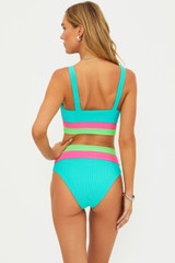 Beach Riot Women's Color Block Mackenzie Bikini Top front view