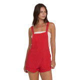 The Billabong Women's Beach Crush Overalls in Fiesta Red