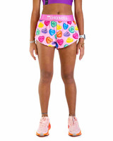 ChicknLegs Women's Candy Hearts Shorts in candy hearts print back view