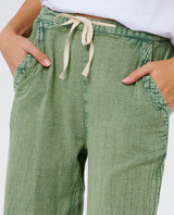 Rip Curl Women's Classic Wide Leg Pants in Sage detail