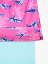 Chubbies Boys' Lined Classic Swim Trunk The Great Pink Sharks back view