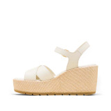 The Sorel Women's Sunpeak Wedge Ankle Sandals in Chalk and Gum