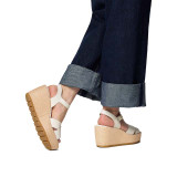 The Sorel Women's Sunpeak Wedge Ankle Sandals in Chalk and Gum