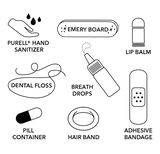 Pinch Provisions Sherpa Minimergency Charm Kit content schema overhead view