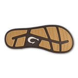 Olukai Men's Tuahine Palm Sandals in Dark Java and Golden Sand, side view