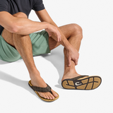 The Olukai Men's Tuahine Palm Sandals in Dark Java and Golden Sand