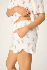 PJ Salvage Women's Western Blooms Shorts, Western Blooms print, waistband detail